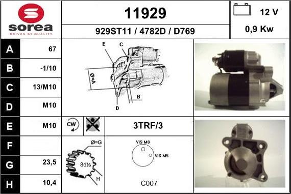 EAI 11929 - Стартер www.autospares.lv