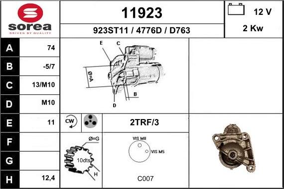 EAI 11923 - Стартер www.autospares.lv