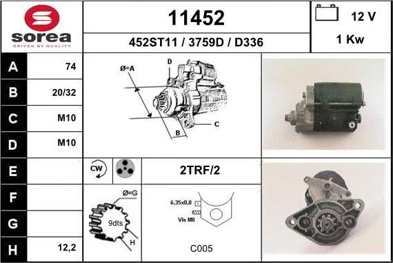 EAI 11452 - Starteris www.autospares.lv