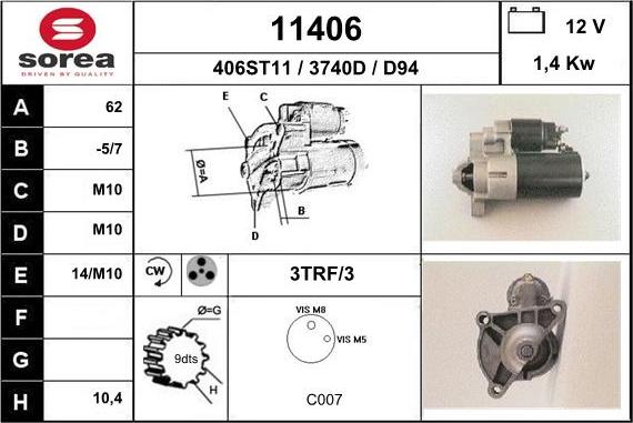 EAI 11406 - Стартер www.autospares.lv