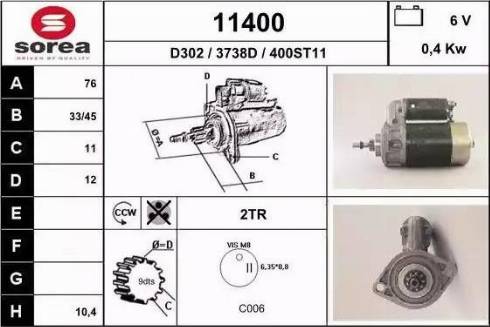 EAI 11400 - Starteris www.autospares.lv