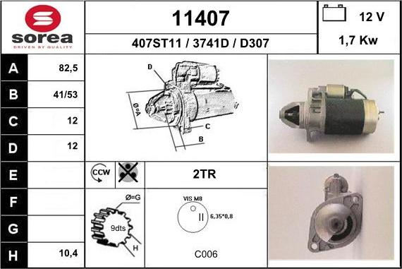 EAI 11407 - Starteris www.autospares.lv