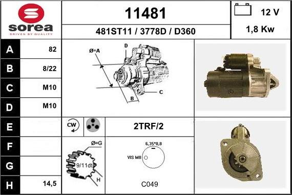 EAI 11481 - Starteris www.autospares.lv