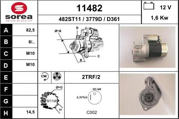 EAI 11482 - Starteris www.autospares.lv