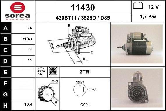 EAI 11430 - Starteris www.autospares.lv