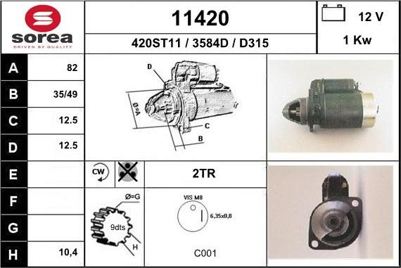 EAI 11420 - Starteris www.autospares.lv