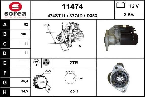 EAI 11474 - Starteris www.autospares.lv