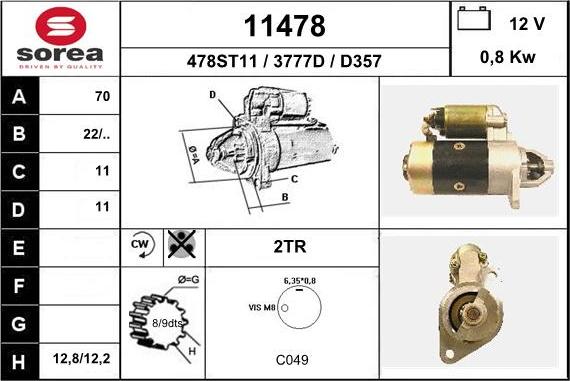 EAI 11478 - Starteris www.autospares.lv