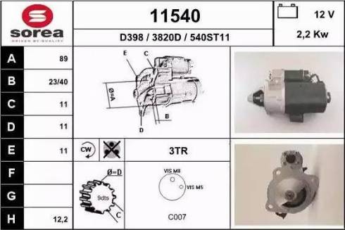 EAI 11540 - Starteris www.autospares.lv