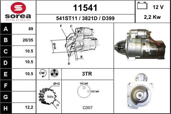 EAI 11541 - Starteris www.autospares.lv