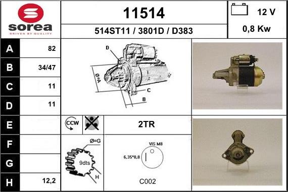 EAI 11514 - Starteris www.autospares.lv