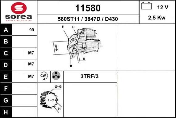 EAI 11580 - Starteris autospares.lv