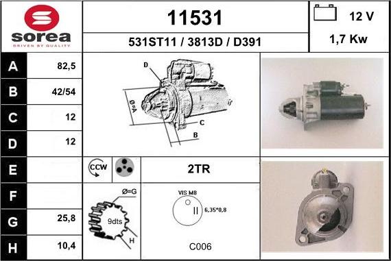 EAI 11531 - Starteris www.autospares.lv