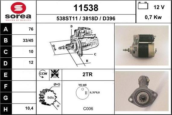 EAI 11538 - Starteris autospares.lv