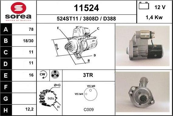 EAI 11524 - Starteris www.autospares.lv