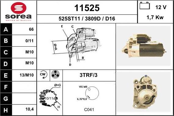 EAI 11525 - Starteris www.autospares.lv