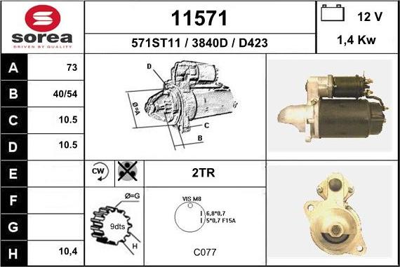 EAI 11571 - Starteris www.autospares.lv