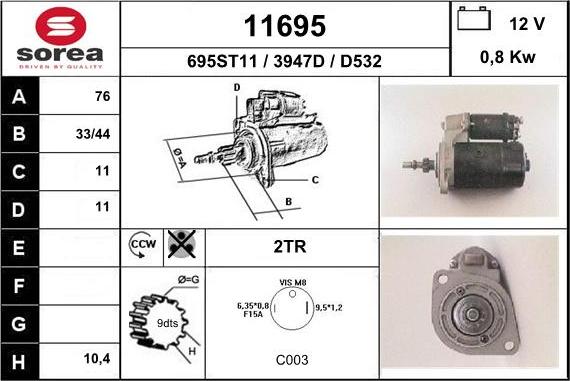 EAI 11695 - Стартер www.autospares.lv