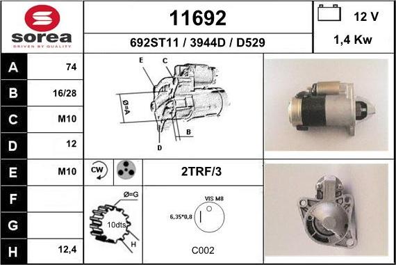 EAI 11692 - Starteris www.autospares.lv