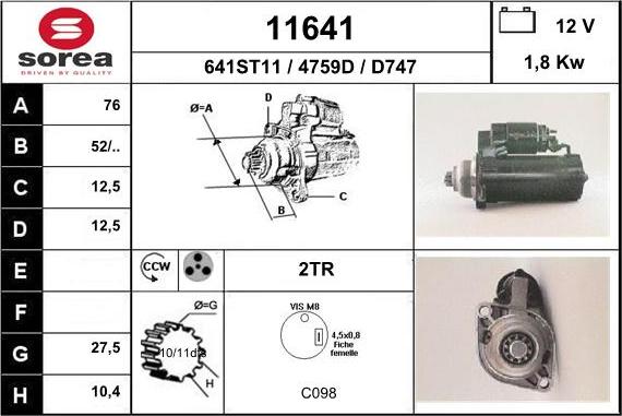 EAI 11641 - Starteris www.autospares.lv