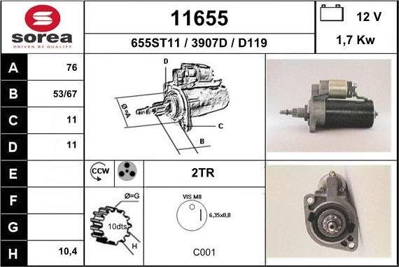 EAI 11655 - Стартер www.autospares.lv