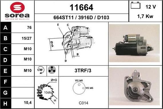 EAI 11664 - Starteris www.autospares.lv