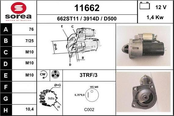 EAI 11662 - Starter www.autospares.lv