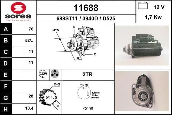 EAI 11688 - Starter www.autospares.lv