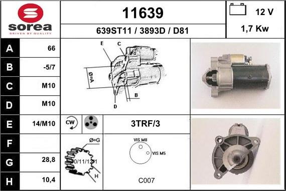 EAI 11639 - Starteris www.autospares.lv