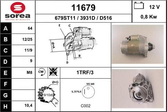 EAI 11679 - Starteris www.autospares.lv