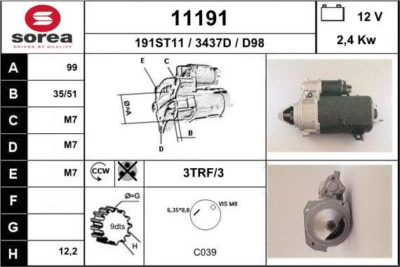 EAI 11191 - Стартер www.autospares.lv