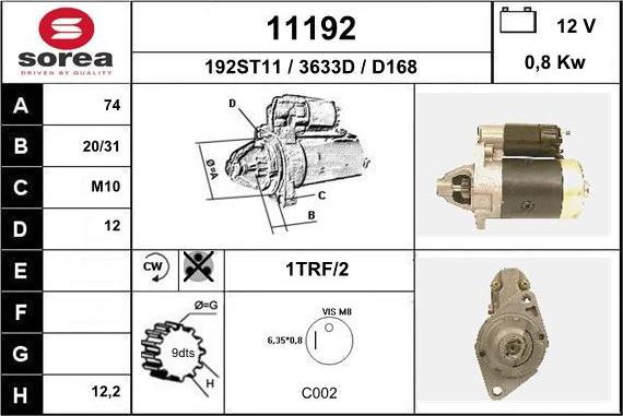 EAI 11192 - Starteris www.autospares.lv