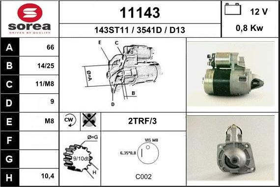 EAI 11143 - Starteris www.autospares.lv