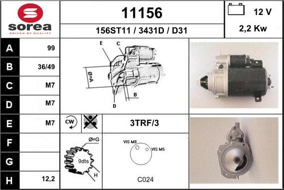 EAI 11156 - Starter www.autospares.lv