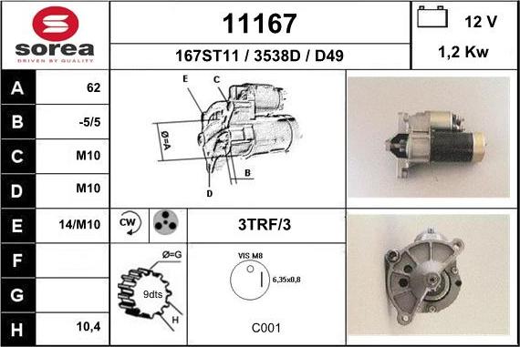 EAI 11167 - Стартер www.autospares.lv