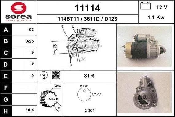 EAI 11114 - Starteris www.autospares.lv