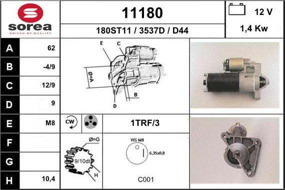 EAI 11180 - Starteris www.autospares.lv