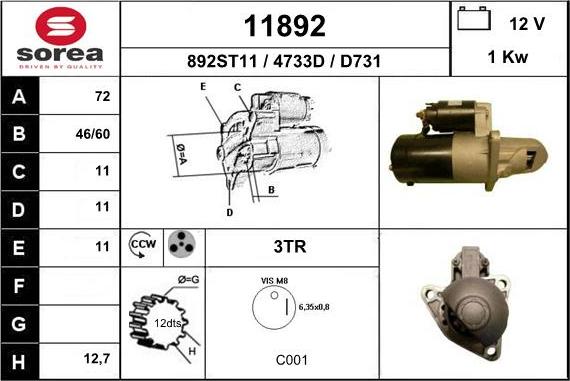 EAI 11892 - Starteris autospares.lv