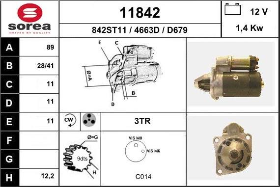 EAI 11842 - Starteris www.autospares.lv