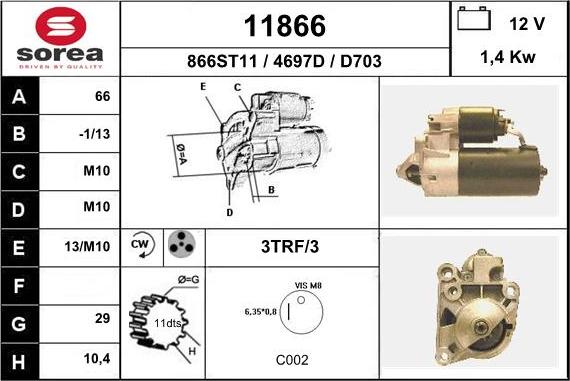 EAI 11866 - Стартер www.autospares.lv