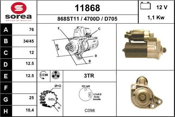 EAI 11868 - Стартер www.autospares.lv