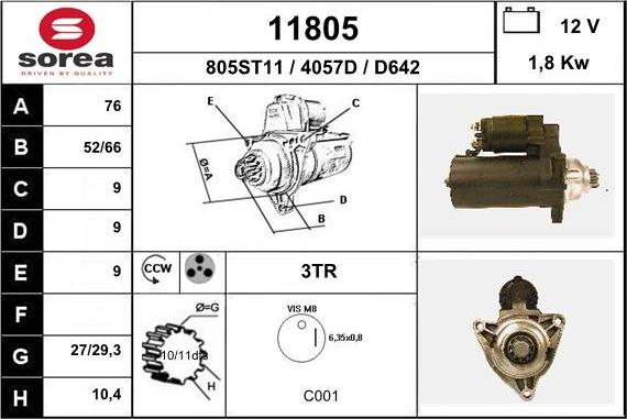 EAI 11805 - Starter www.autospares.lv