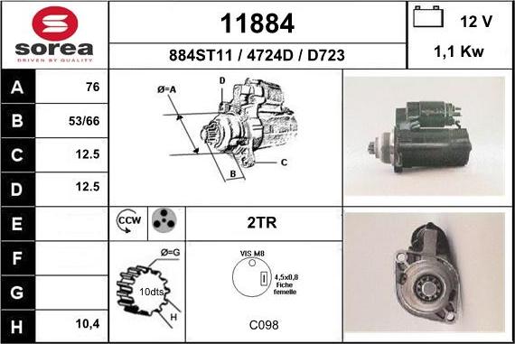 EAI 11884 - Starteris www.autospares.lv