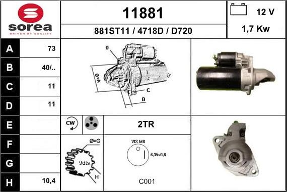 EAI 11881 - Starteris www.autospares.lv