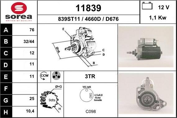 EAI 11839 - Стартер www.autospares.lv