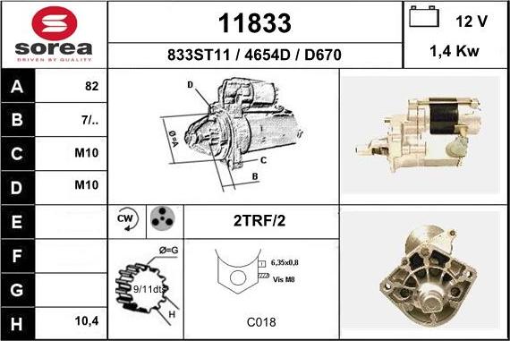 EAI 11833 - Starteris www.autospares.lv