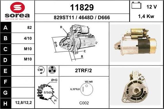 EAI 11829 - Starteris www.autospares.lv