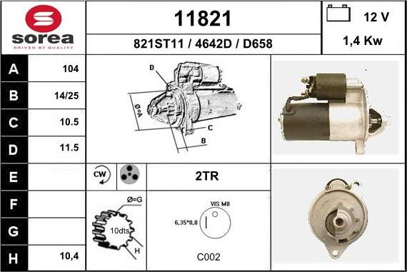 EAI 11821 - Starteris www.autospares.lv