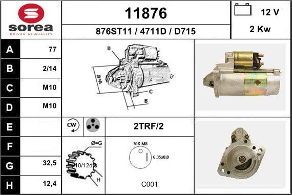 EAI 11876 - Стартер www.autospares.lv