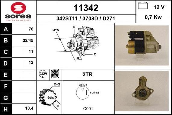 EAI 11342 - Starteris www.autospares.lv